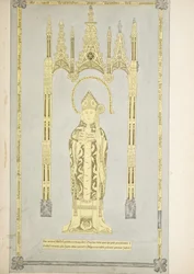 Ms New Coll 380, f6r. Antikviteterna från Cathedral Church of Saint Mary, Carlisle, ritade av Robert Carlile, 1795 (penna och bläck och wc på papper)